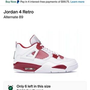 Red and white Jordan 4’s